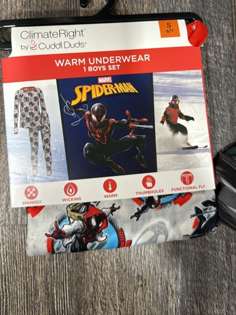 2 Spider-Man and athletic works warm underwear set for kids